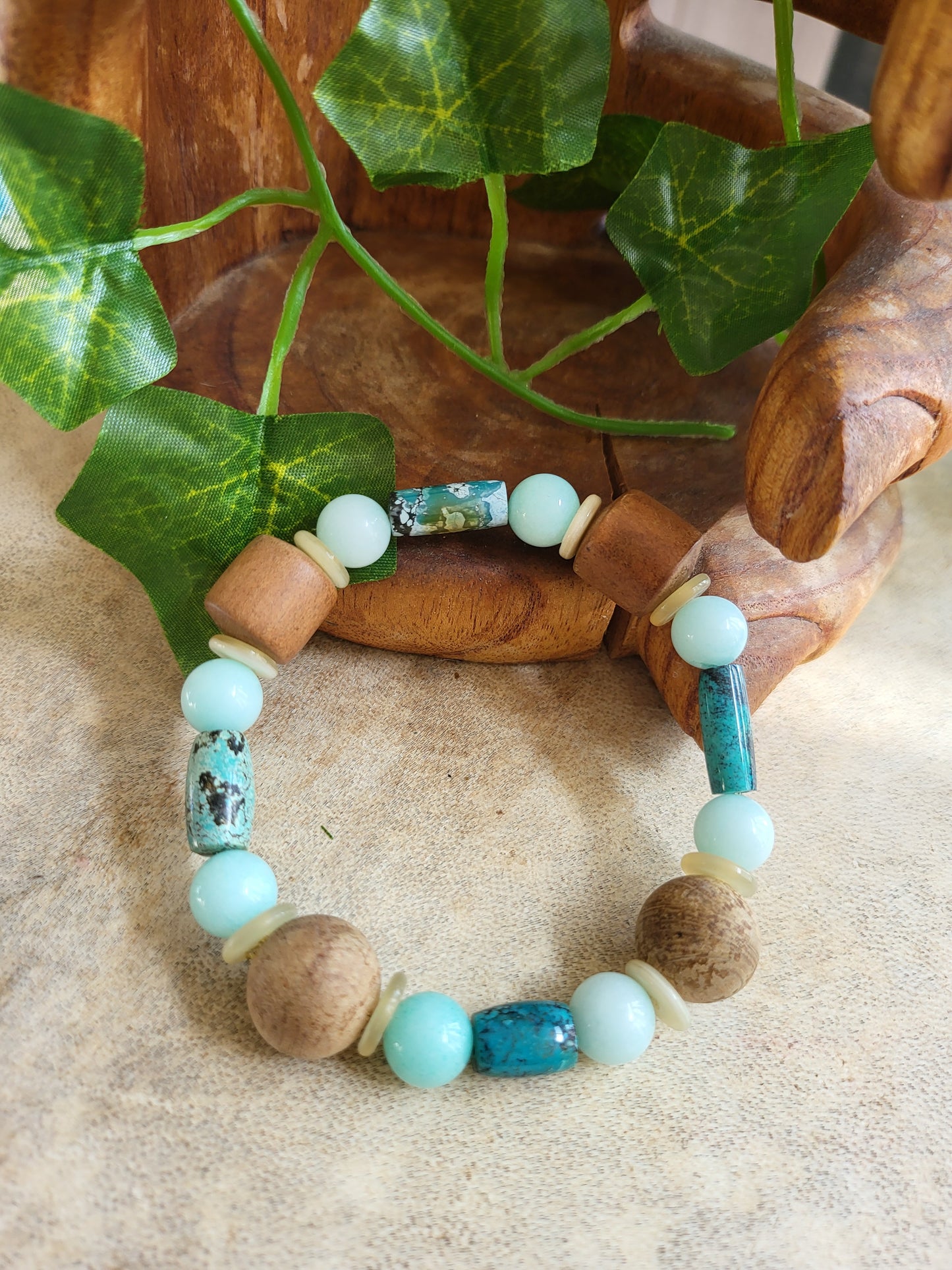 Turquoise and Wood Bracelet