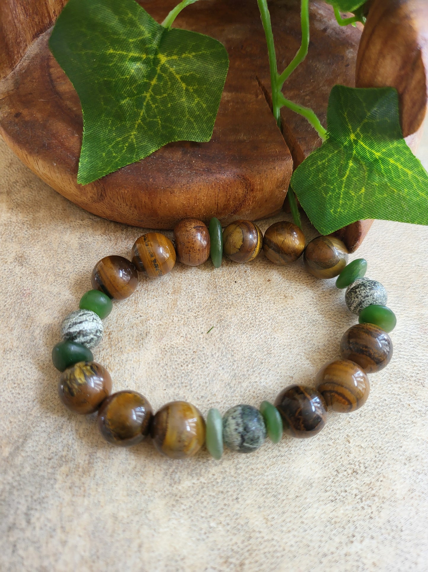 Tiger Eye & Striped Jasper Bracelet