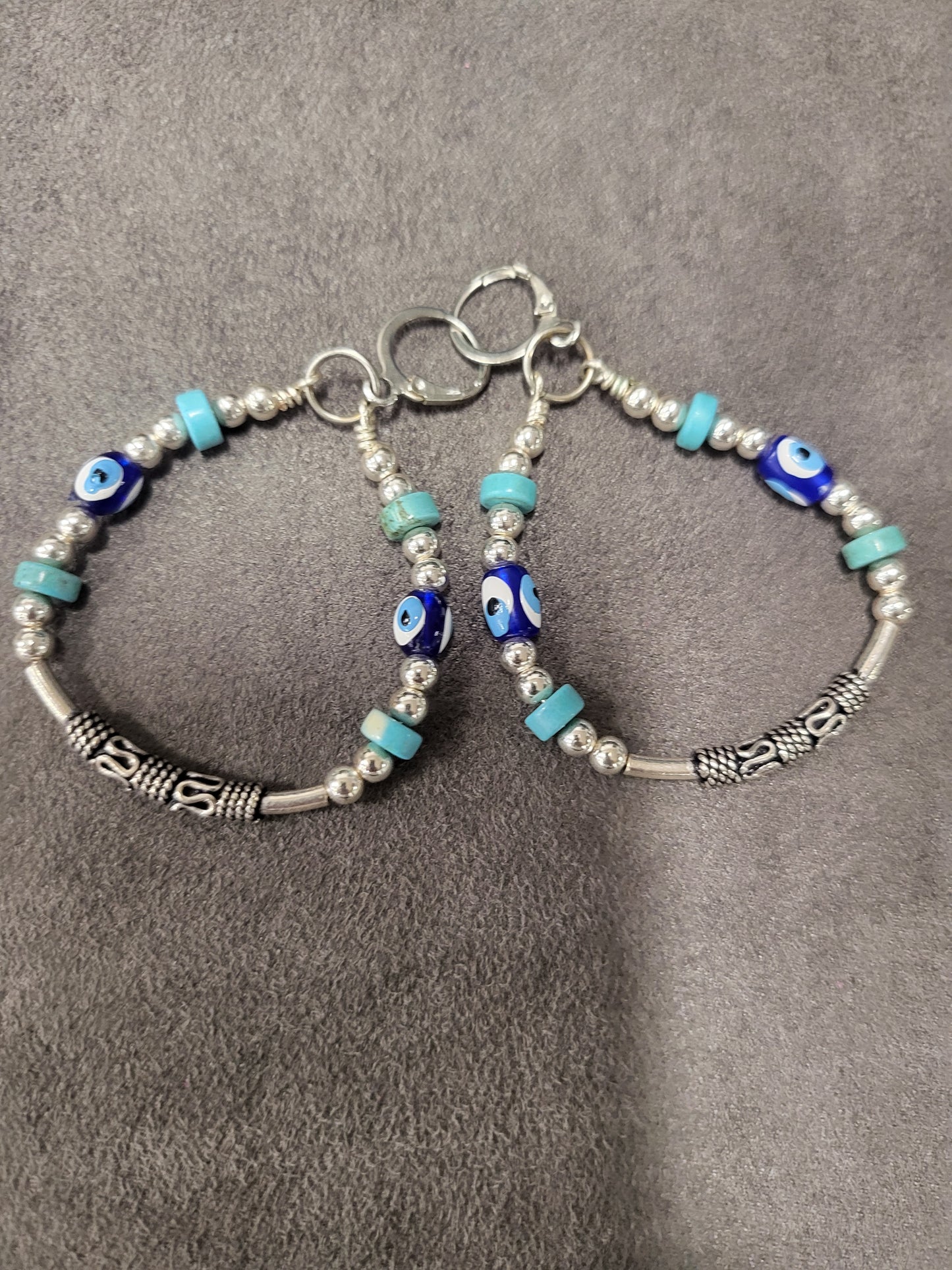 Evil Eye Silver Hoops