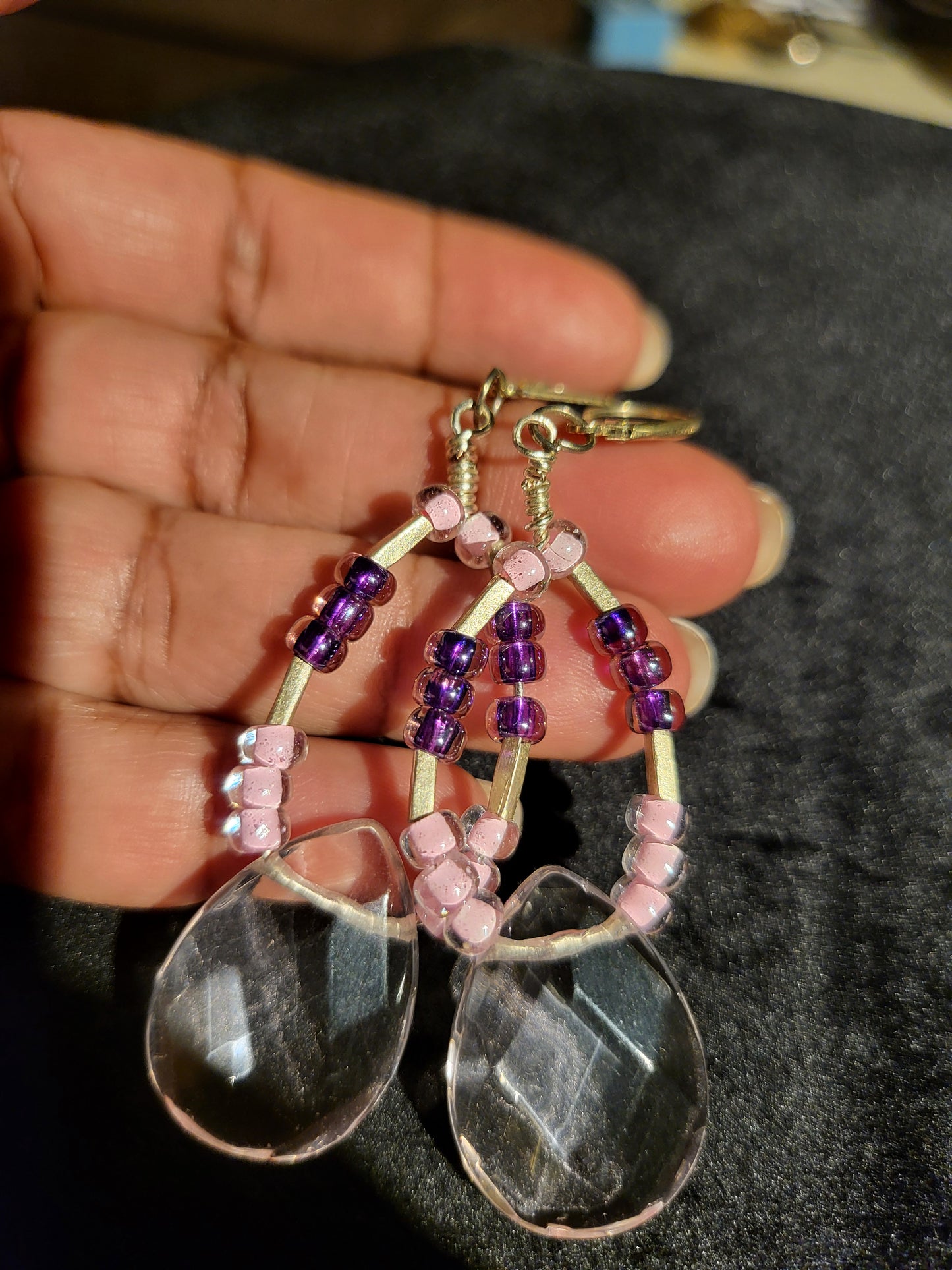 Pink and Purple Sea Bead Earrings