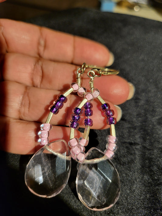 Pink and Purple Sea Bead Earrings
