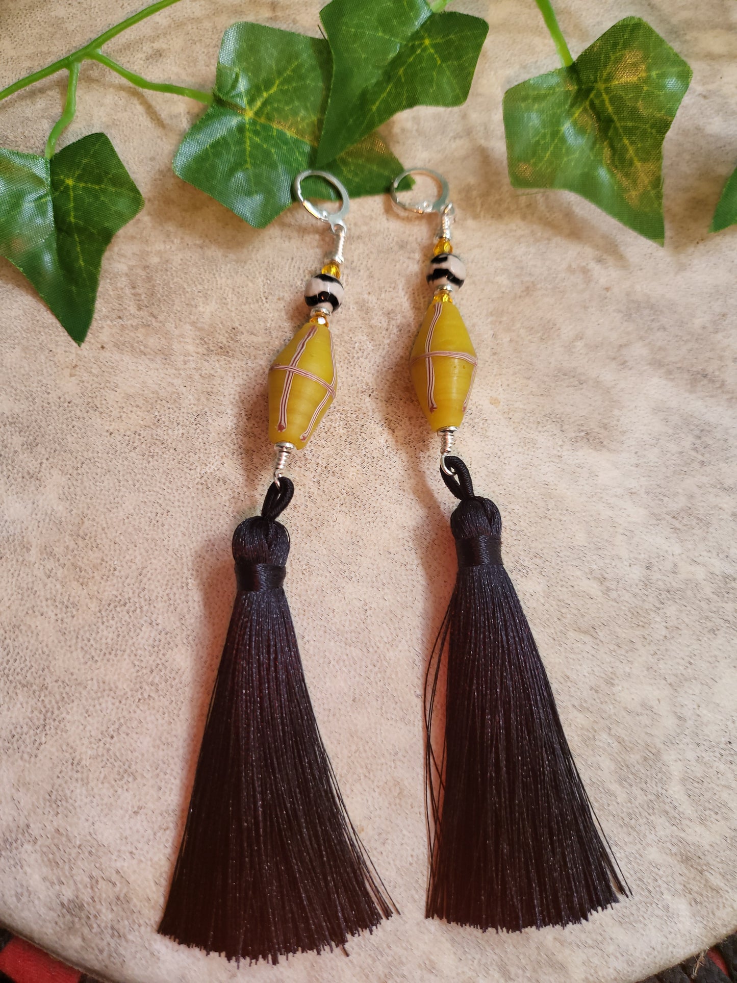 Black & Yellow Tassel Earrings