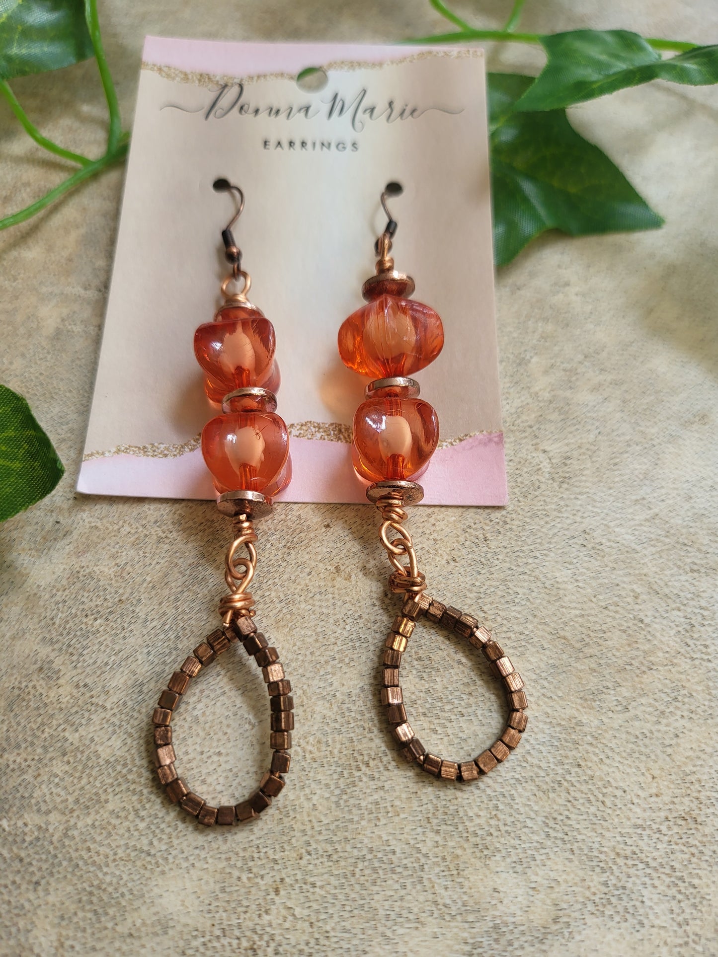 Orange Glass Copper Drops