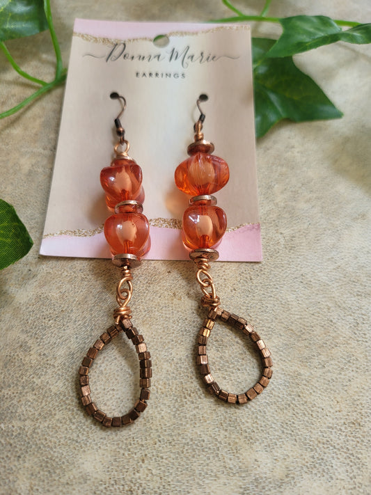 Orange Glass Copper Drops
