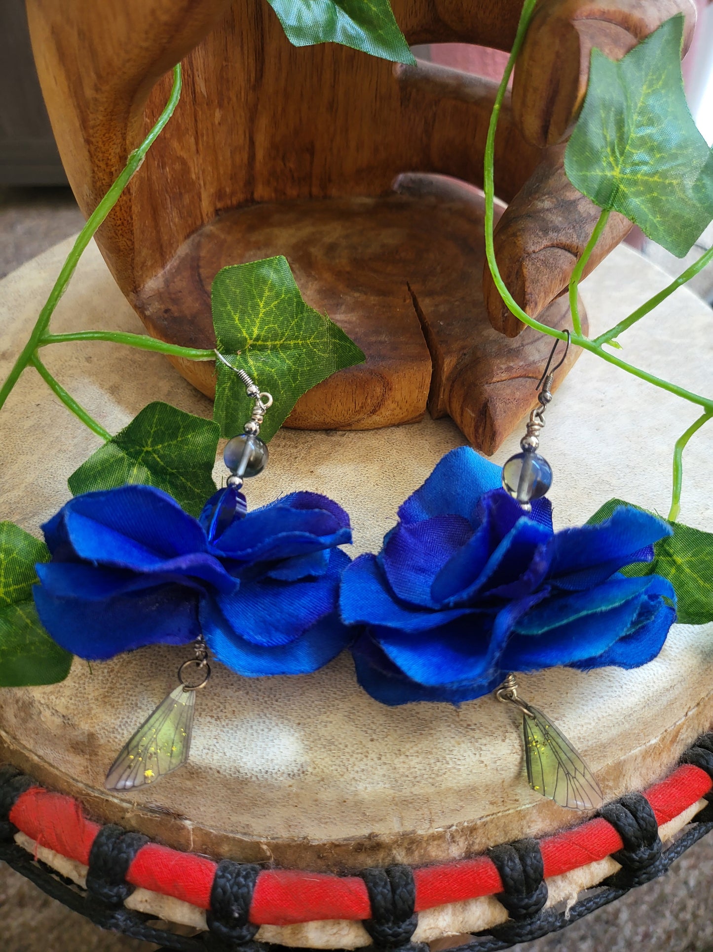 Blue Flower Drop Earrings