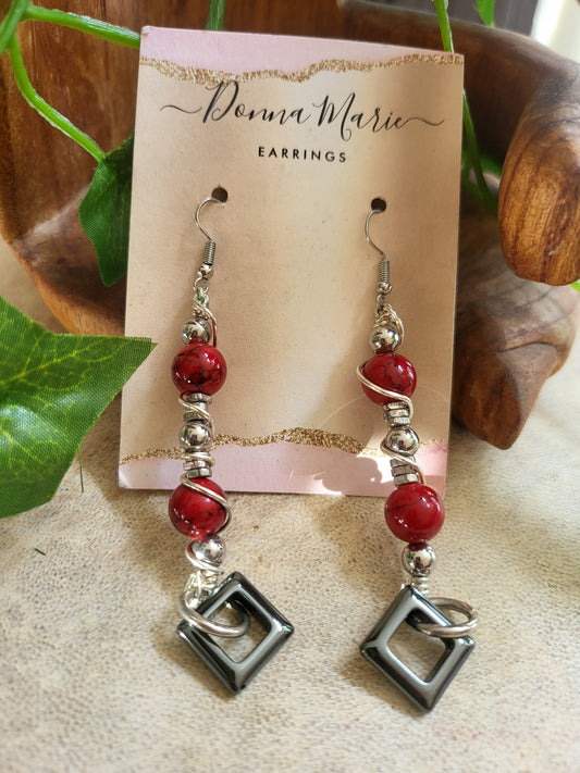 Silver Red Wire Drops