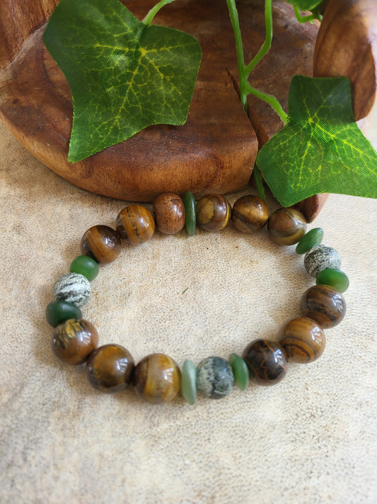 Tiger Eye & Striped Jasper Bracelet