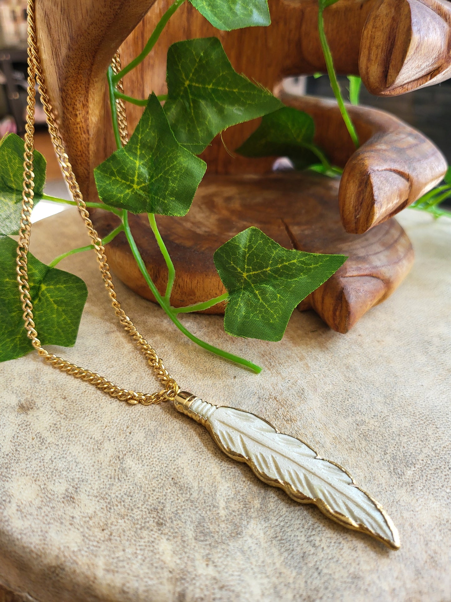 Gold Feather Necklace