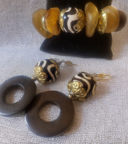Chunky African Bracelet and Earring Set