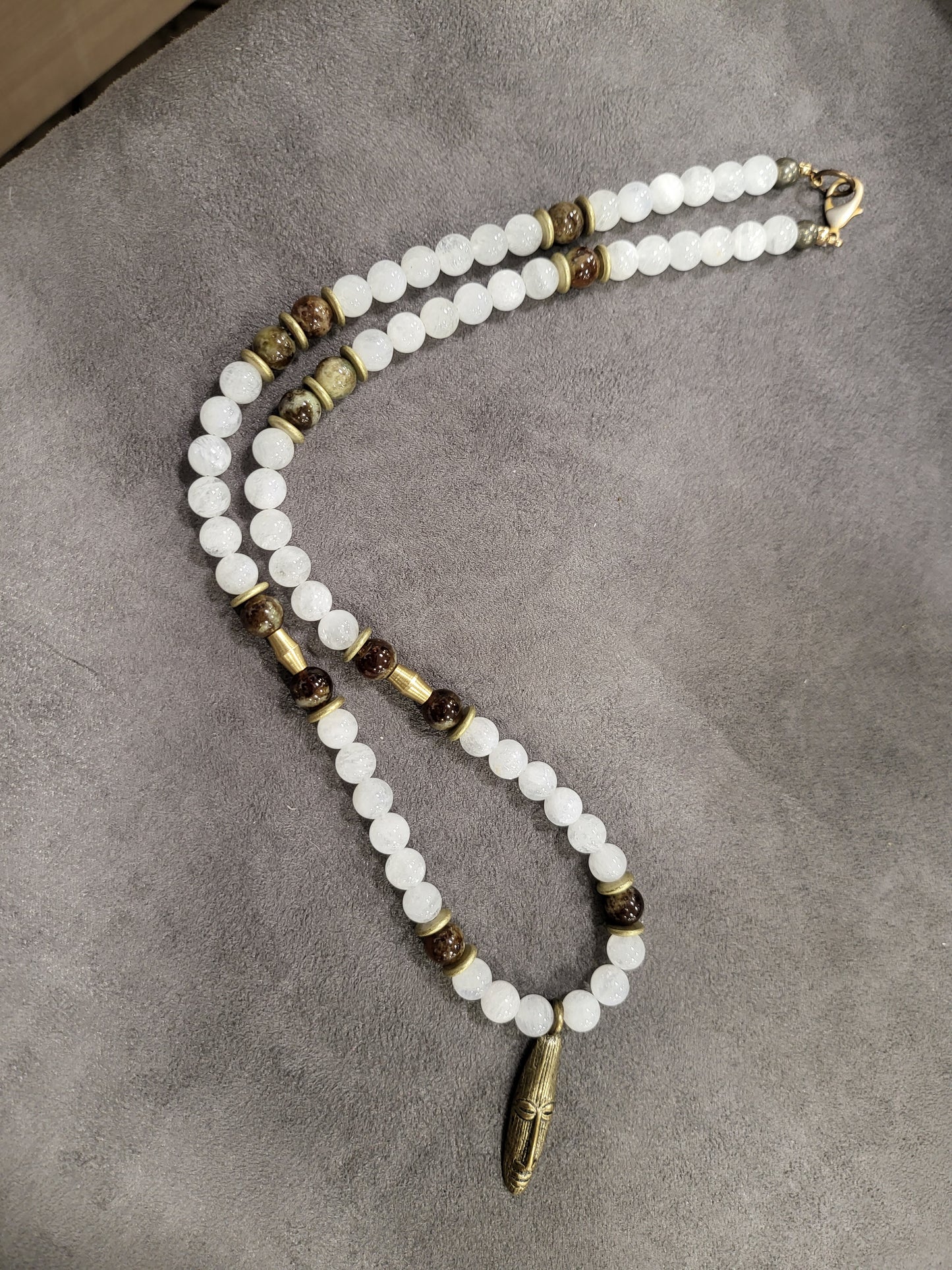 Mens Agate and Brass Necklace