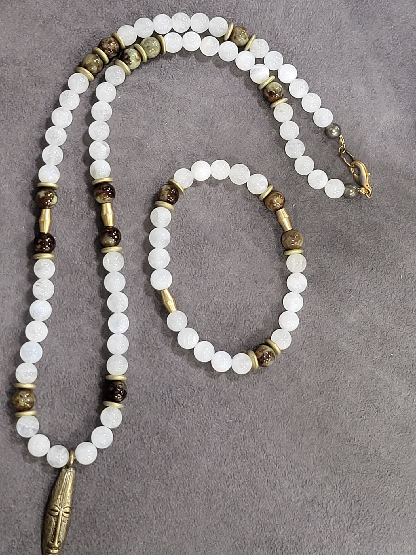 Mens Agate and Brass Necklace