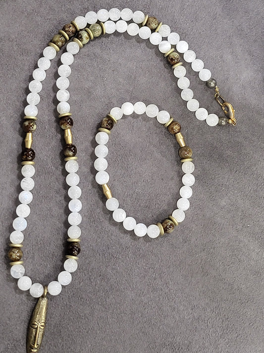 Mens Agate and Brass Necklace